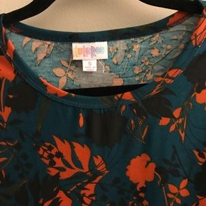 Lularoe Julia Dress Teal Orange Fall Leaf Small
